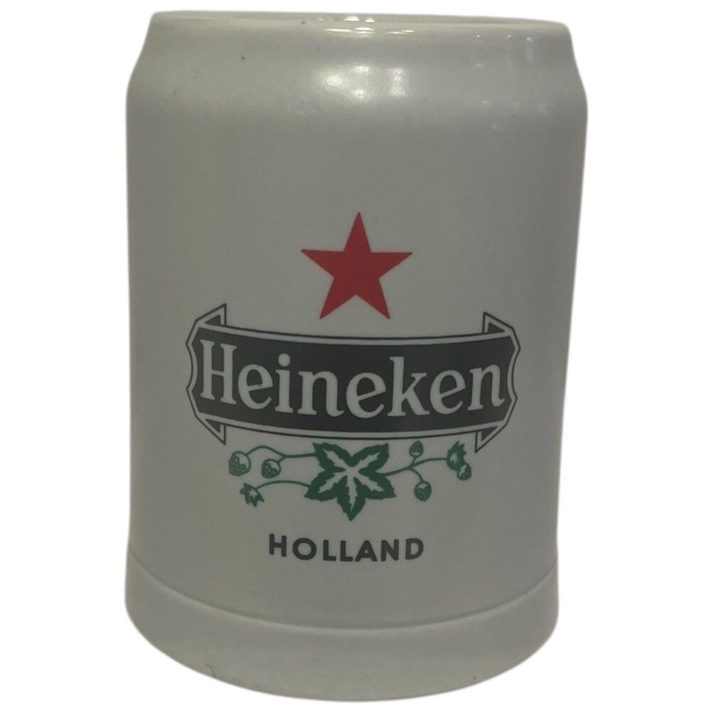 Beer Stein Heineken 16oz Ceramic Vintage Ceramarte Brazil Barware Decor Mug